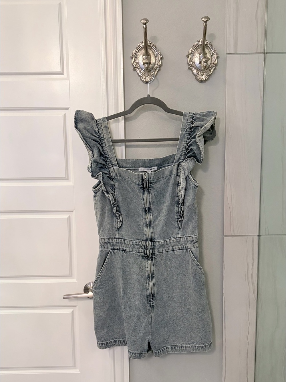 Baltic Born Montgomery Washed Blue Denim Romper - Size Large - Picture 3 of 5